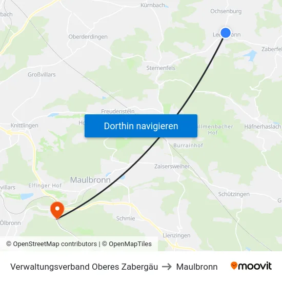 Verwaltungsverband Oberes Zabergäu to Maulbronn map