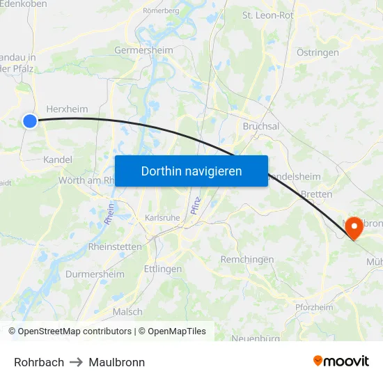 Rohrbach to Maulbronn map