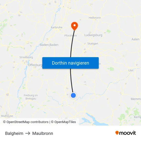 Balgheim to Maulbronn map