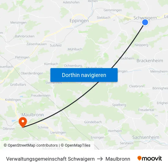 Verwaltungsgemeinschaft Schwaigern to Maulbronn map
