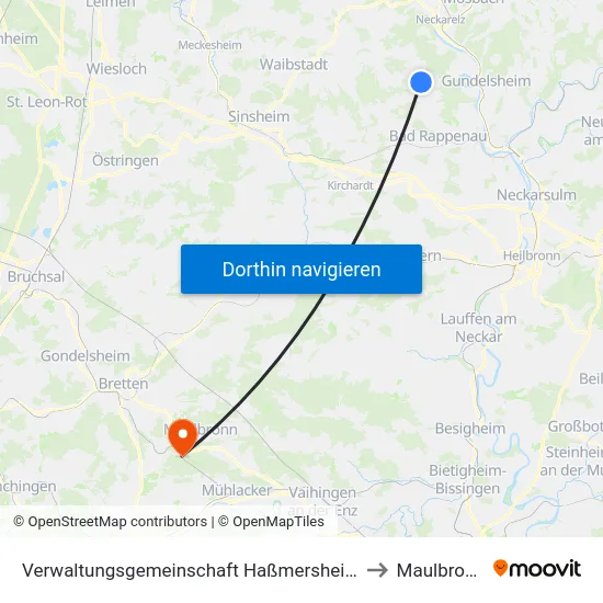 Verwaltungsgemeinschaft Haßmersheim to Maulbronn map