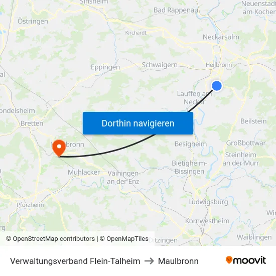 Verwaltungsverband Flein-Talheim to Maulbronn map