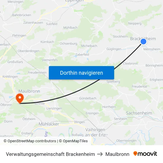 Verwaltungsgemeinschaft Brackenheim to Maulbronn map