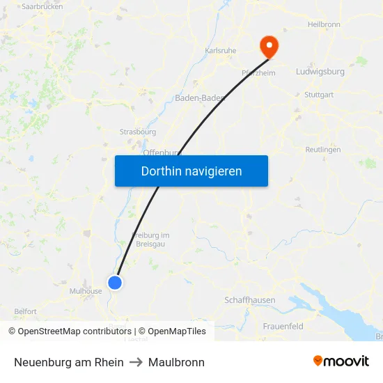 Neuenburg am Rhein to Maulbronn map