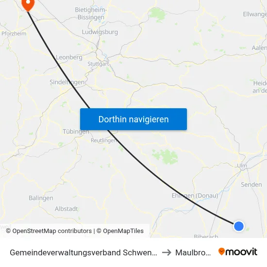Gemeindeverwaltungsverband Schwendi to Maulbronn map
