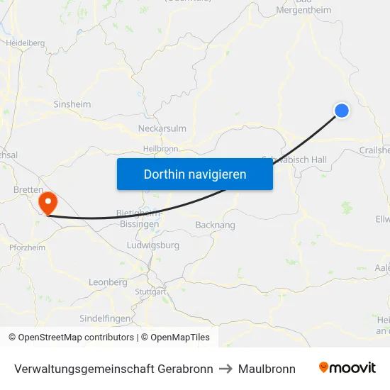 Verwaltungsgemeinschaft Gerabronn to Maulbronn map