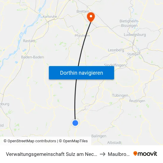 Verwaltungsgemeinschaft Sulz am Neckar to Maulbronn map