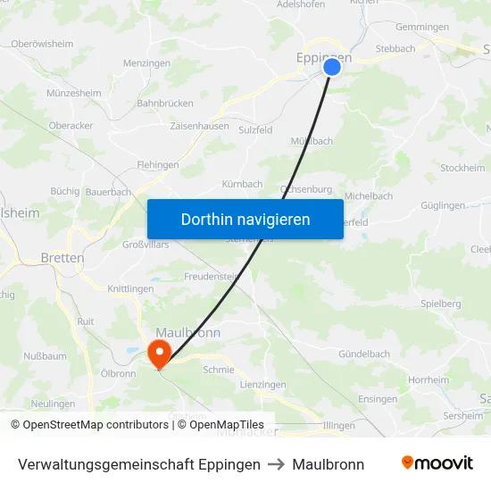 Verwaltungsgemeinschaft Eppingen to Maulbronn map