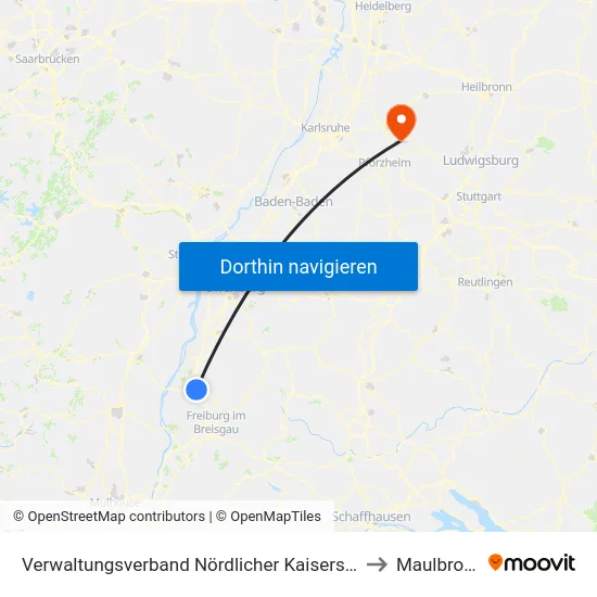Verwaltungsverband Nördlicher Kaiserstuhl to Maulbronn map
