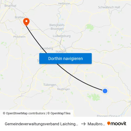 Gemeindeverwaltungsverband Laichinger Alb to Maulbronn map
