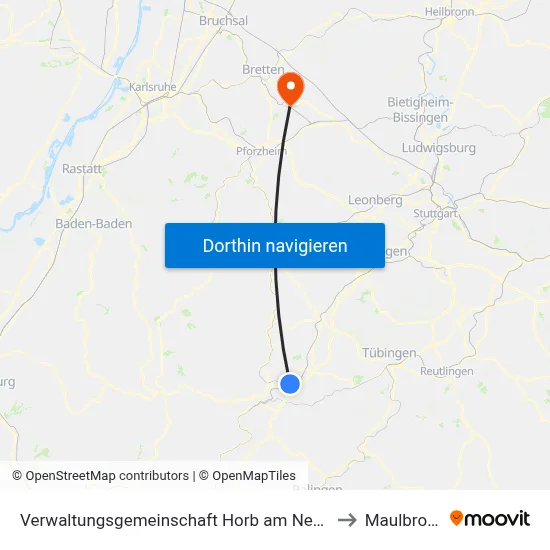 Verwaltungsgemeinschaft Horb am Neckar to Maulbronn map