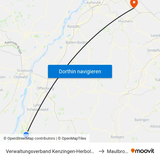 Verwaltungsverband Kenzingen-Herbolzheim to Maulbronn map
