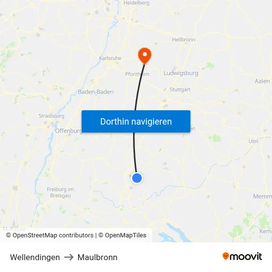 Wellendingen to Maulbronn map