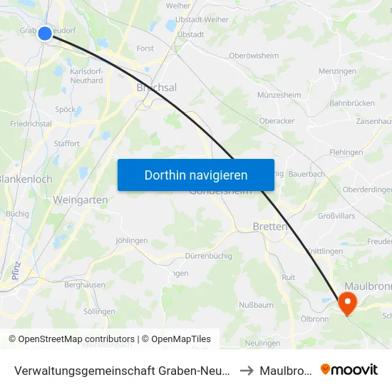 Verwaltungsgemeinschaft Graben-Neudorf to Maulbronn map