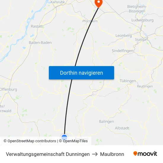 Verwaltungsgemeinschaft Dunningen to Maulbronn map