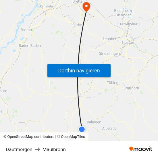 Dautmergen to Maulbronn map
