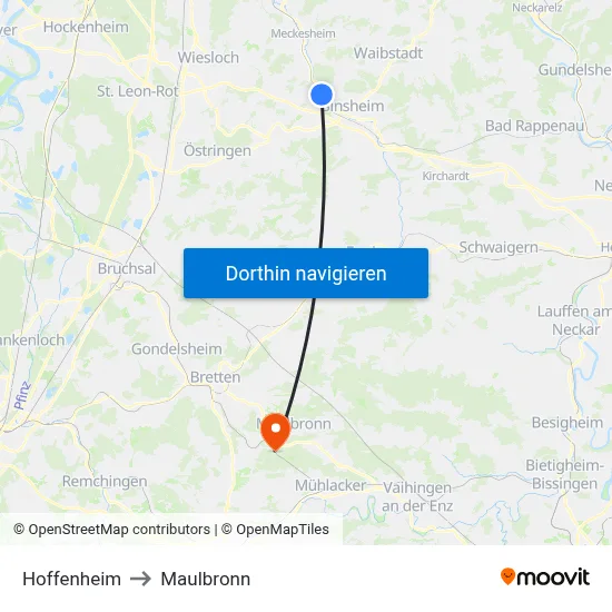 Hoffenheim to Maulbronn map