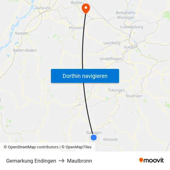 Gemarkung Endingen to Maulbronn map