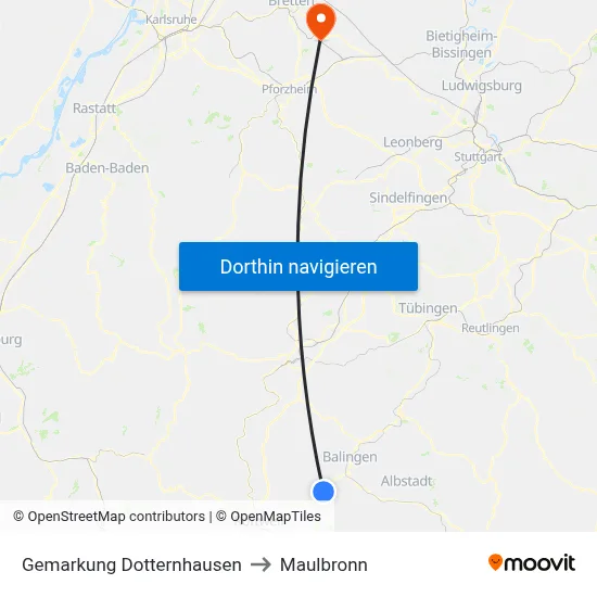 Gemarkung Dotternhausen to Maulbronn map