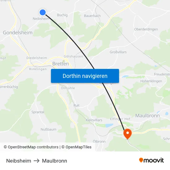 Neibsheim to Maulbronn map