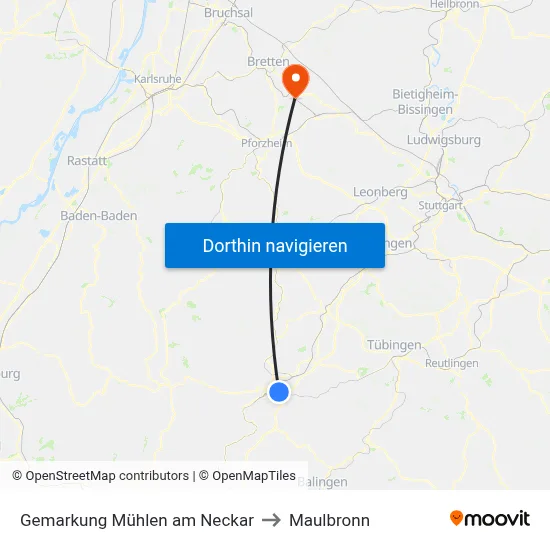 Gemarkung Mühlen am Neckar to Maulbronn map