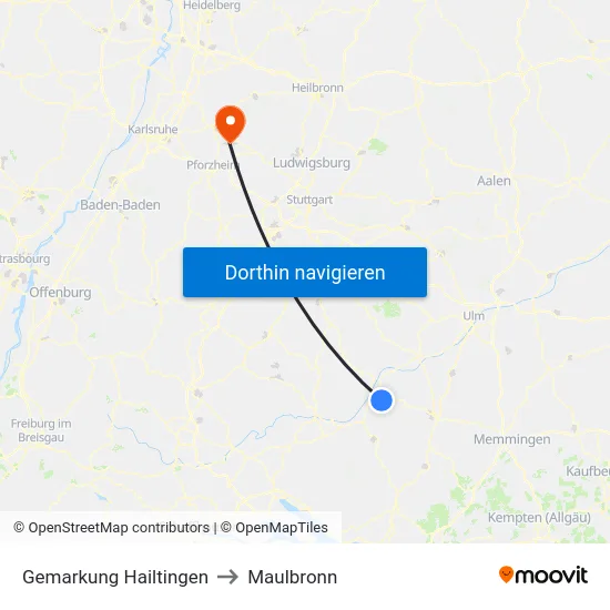 Gemarkung Hailtingen to Maulbronn map