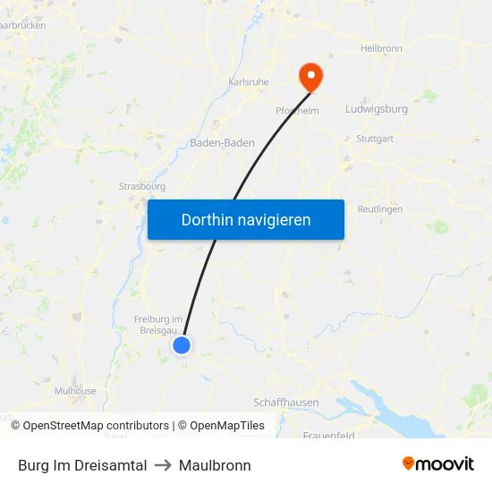 Burg Im Dreisamtal to Maulbronn map