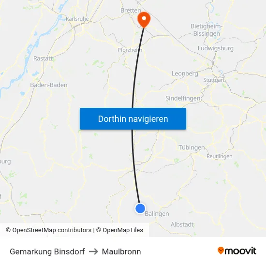 Gemarkung Binsdorf to Maulbronn map