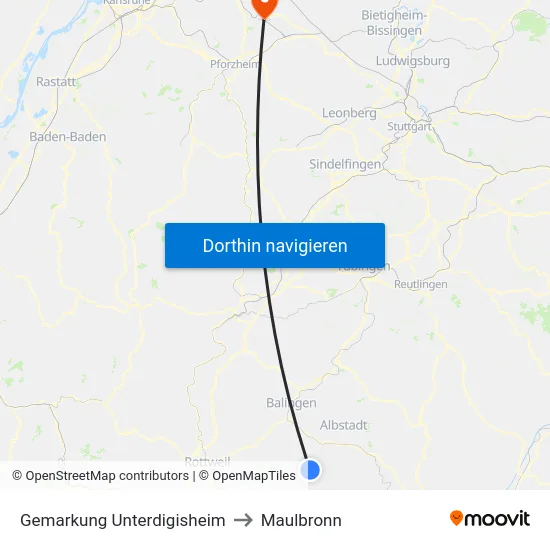Gemarkung Unterdigisheim to Maulbronn map