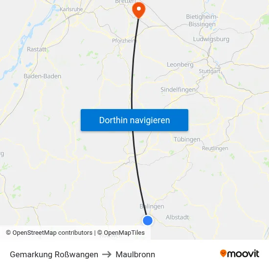 Gemarkung Roßwangen to Maulbronn map