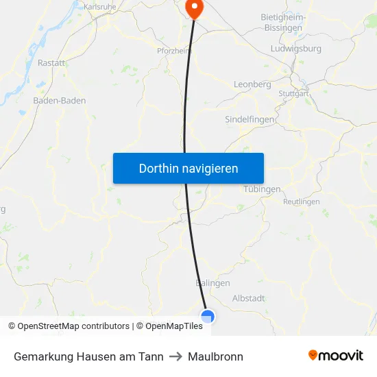 Gemarkung Hausen am Tann to Maulbronn map