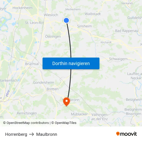Horrenberg to Maulbronn map