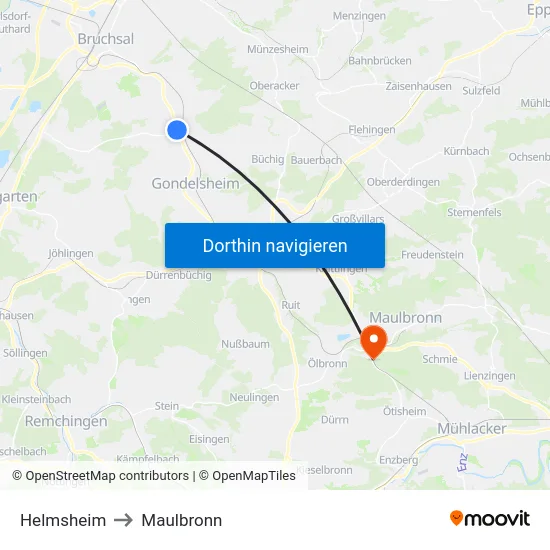 Helmsheim to Maulbronn map