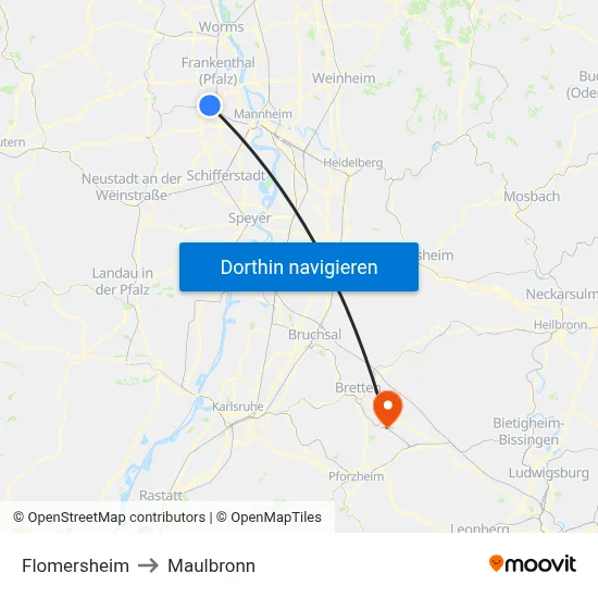 Flomersheim to Maulbronn map