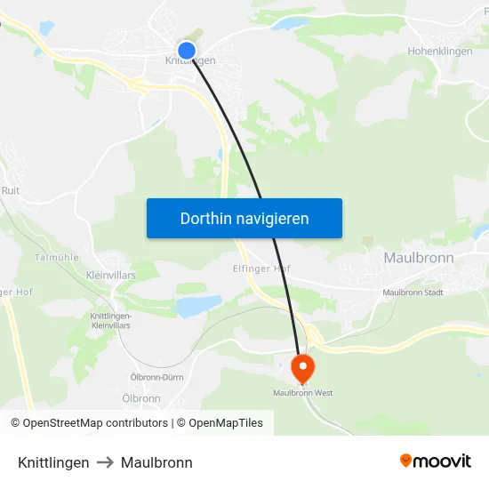 Knittlingen to Maulbronn map