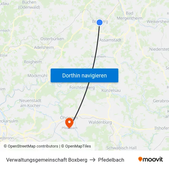 Verwaltungsgemeinschaft Boxberg to Pfedelbach map