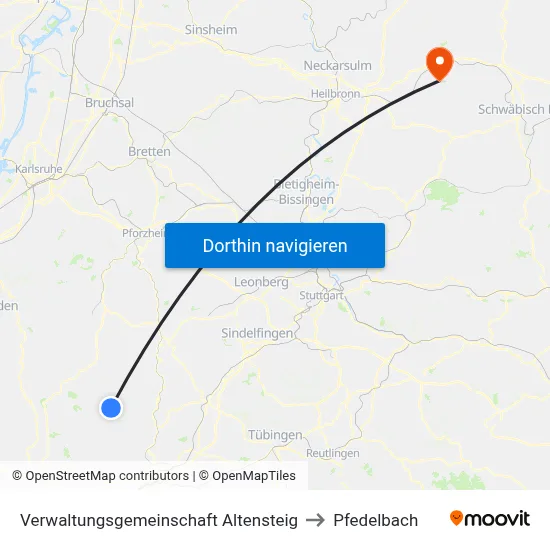 Verwaltungsgemeinschaft Altensteig to Pfedelbach map