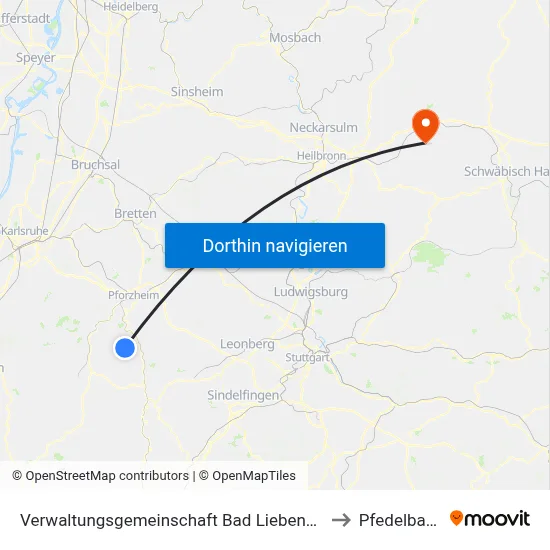 Verwaltungsgemeinschaft Bad Liebenzell to Pfedelbach map