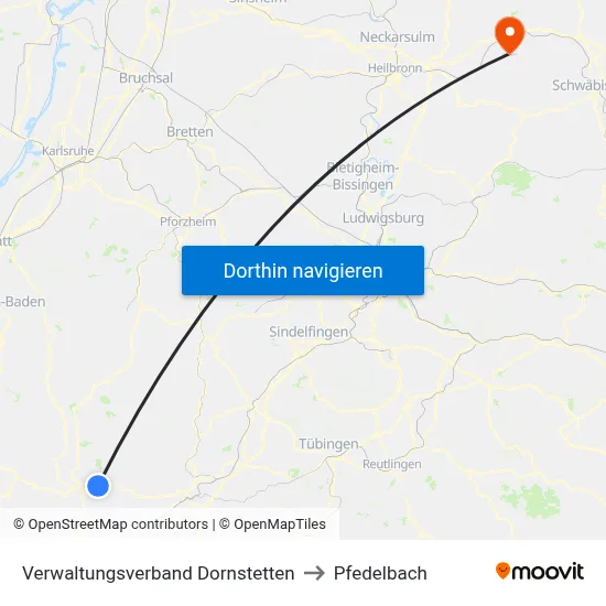 Verwaltungsverband Dornstetten to Pfedelbach map