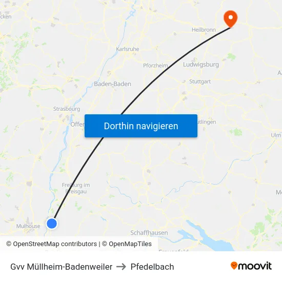 Gvv Müllheim-Badenweiler to Pfedelbach map