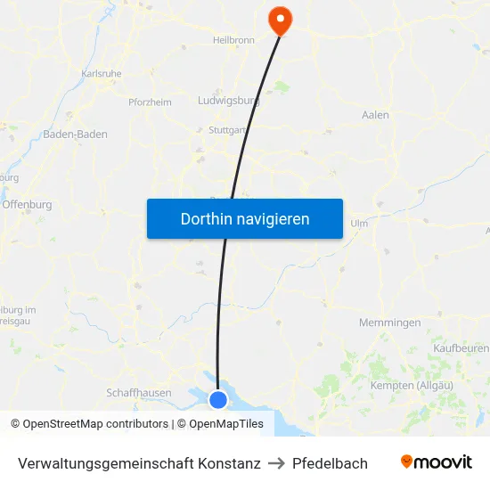 Verwaltungsgemeinschaft Konstanz to Pfedelbach map