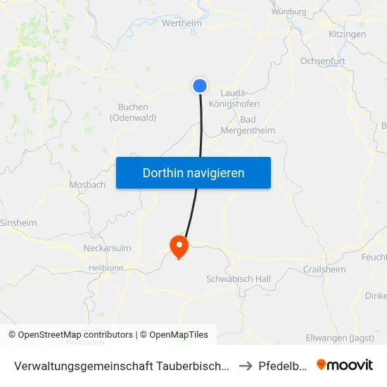 Verwaltungsgemeinschaft Tauberbischofsheim to Pfedelbach map