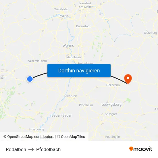 Rodalben to Pfedelbach map