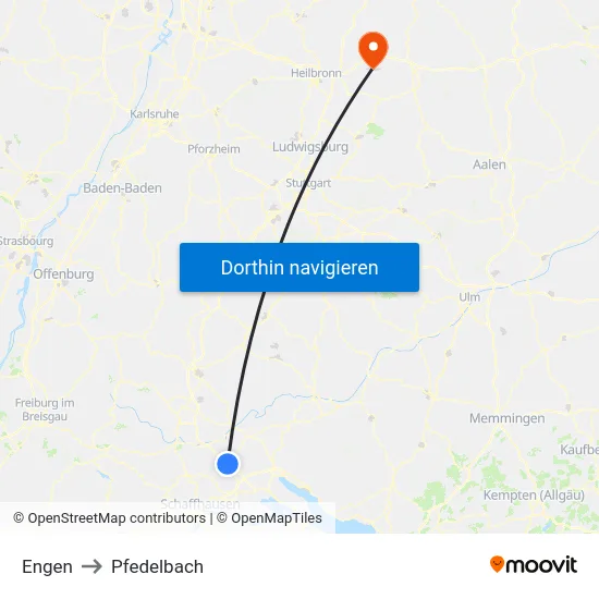 Engen to Pfedelbach map