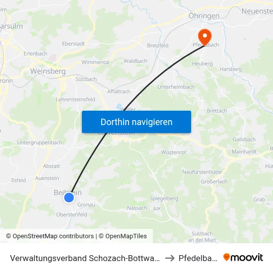 Verwaltungsverband Schozach-Bottwartal to Pfedelbach map
