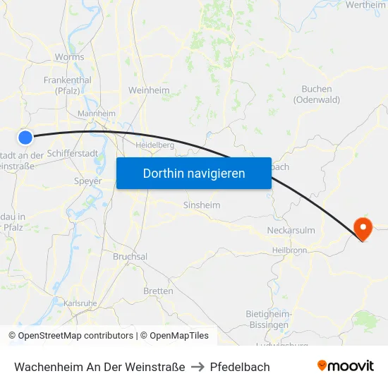 Wachenheim An Der Weinstraße to Pfedelbach map