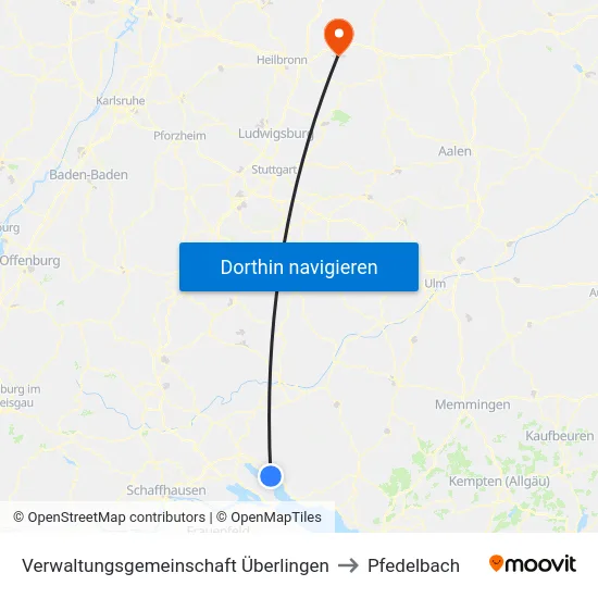 Verwaltungsgemeinschaft Überlingen to Pfedelbach map