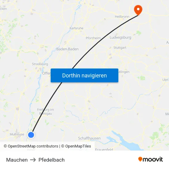 Mauchen to Pfedelbach map