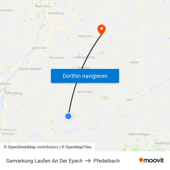 Gemarkung Laufen An Der Eyach to Pfedelbach map