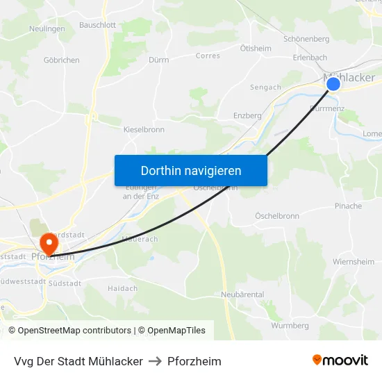 Vvg Der Stadt Mühlacker to Pforzheim map